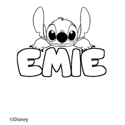 Coloraci&oacute;n del nombre EMIE - decorado Stitch