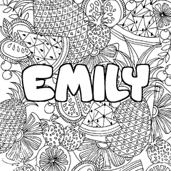 Coloraci&oacute;n del nombre EMILY - decorado mandala de frutas