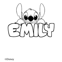 Coloraci&oacute;n del nombre EMILY - decorado Stitch
