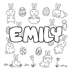Coloraci&oacute;n del nombre EMILY - decorado Pascua