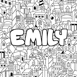 Coloraci&oacute;n del nombre EMILY - decorado ciudad