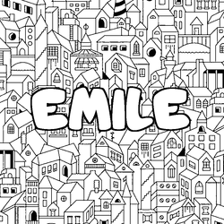 Coloraci&oacute;n del nombre EMILE - decorado ciudad