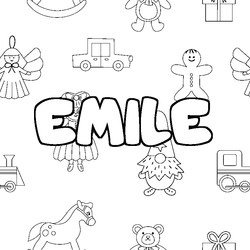 Coloraci&oacute;n del nombre EMILE - decorado juguetes