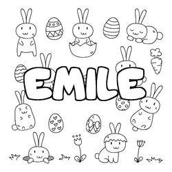 Coloraci&oacute;n del nombre EMILE - decorado Pascua