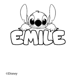 Coloraci&oacute;n del nombre EMILE - decorado Stitch