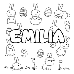 Coloraci&oacute;n del nombre EMILIA - decorado Pascua