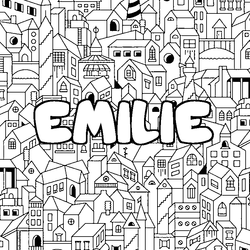 Coloraci&oacute;n del nombre EMILIE - decorado ciudad