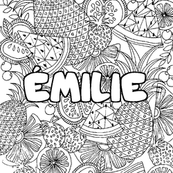 Coloraci&oacute;n del nombre &Eacute;MILIE - decorado mandala de frutas