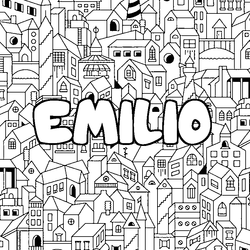 Coloraci&oacute;n del nombre EMILIO - decorado ciudad