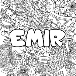 Coloraci&oacute;n del nombre EMIR - decorado mandala de frutas