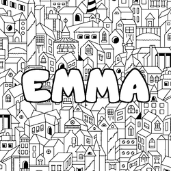 Coloraci&oacute;n del nombre EMMA - decorado ciudad