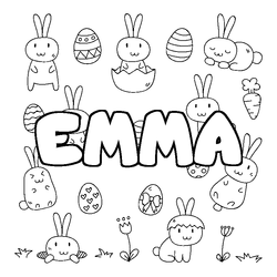 Coloraci&oacute;n del nombre EMMA - decorado Pascua