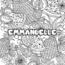 Coloraci&oacute;n del nombre EMMANUELLE - decorado mandala de frutas