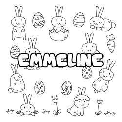 Coloraci&oacute;n del nombre EMMELINE - decorado Pascua