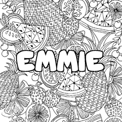 Coloraci&oacute;n del nombre EMMIE - decorado mandala de frutas