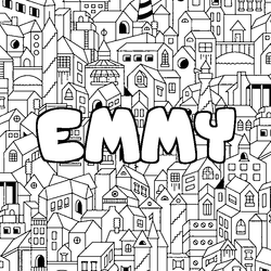 Coloraci&oacute;n del nombre EMMY - decorado ciudad