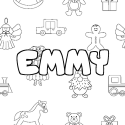 Coloraci&oacute;n del nombre EMMY - decorado juguetes