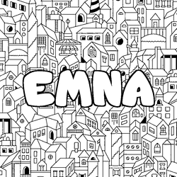 Coloraci&oacute;n del nombre EMNA - decorado ciudad