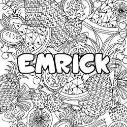 Coloraci&oacute;n del nombre EMRICK - decorado mandala de frutas