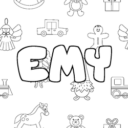 Coloraci&oacute;n del nombre EMY - decorado juguetes
