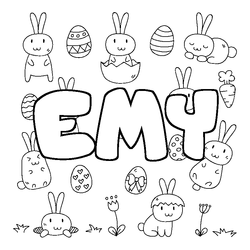 Coloraci&oacute;n del nombre EMY - decorado Pascua