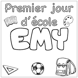 Coloraci&oacute;n del nombre EMY - decorado primer d&iacute;a de escuela