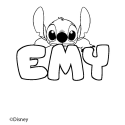 Coloraci&oacute;n del nombre EMY - decorado Stitch