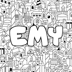 Coloraci&oacute;n del nombre EMY - decorado ciudad