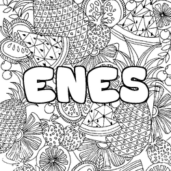 Coloraci&oacute;n del nombre ENES - decorado mandala de frutas