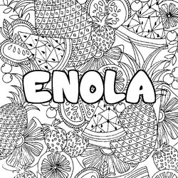 Coloraci&oacute;n del nombre ENOLA - decorado mandala de frutas