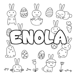 Coloraci&oacute;n del nombre ENOLA - decorado Pascua