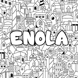 Coloraci&oacute;n del nombre ENOLA - decorado ciudad