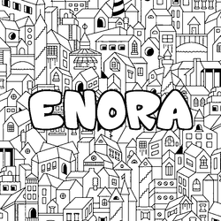 Coloraci&oacute;n del nombre ENORA - decorado ciudad