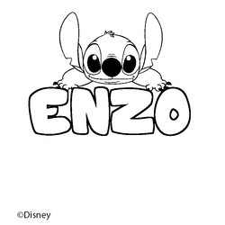 Coloraci&oacute;n del nombre ENZO - decorado Stitch