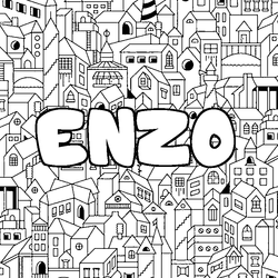 Coloraci&oacute;n del nombre ENZO - decorado ciudad