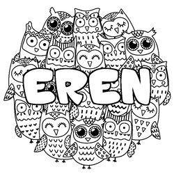 Coloraci&oacute;n del nombre EREN - decorado b&uacute;hos