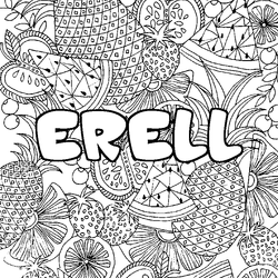 Coloraci&oacute;n del nombre ERELL - decorado mandala de frutas