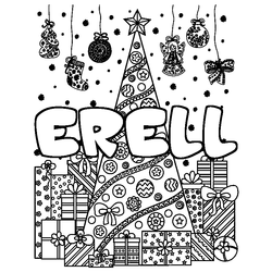 Coloraci&oacute;n del nombre ERELL - decorado &aacute;rbol de Navidad y regalos