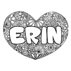 Coloraci&oacute;n del nombre ERIN - decorado mandala de coraz&oacute;n