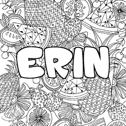 Coloraci&oacute;n del nombre ERIN - decorado mandala de frutas