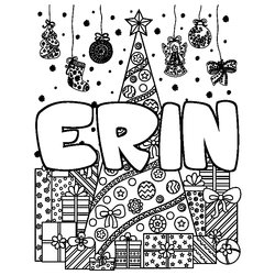 Coloraci&oacute;n del nombre ERIN - decorado &aacute;rbol de Navidad y regalos