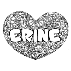 Coloraci&oacute;n del nombre ERINE - decorado mandala de coraz&oacute;n