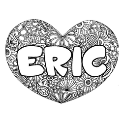 Coloraci&oacute;n del nombre ERIC - decorado mandala de coraz&oacute;n