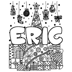 Coloraci&oacute;n del nombre ERIC - decorado &aacute;rbol de Navidad y regalos