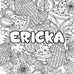 Coloraci&oacute;n del nombre ERICKA - decorado mandala de frutas