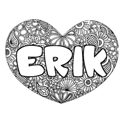 Coloraci&oacute;n del nombre ERIK - decorado mandala de coraz&oacute;n
