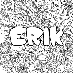 Coloraci&oacute;n del nombre ERIK - decorado mandala de frutas