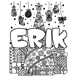 Coloraci&oacute;n del nombre ERIK - decorado &aacute;rbol de Navidad y regalos
