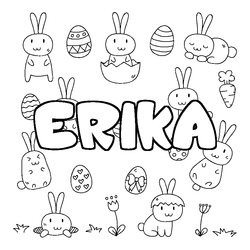 Coloraci&oacute;n del nombre ERIKA - decorado Pascua