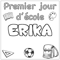 Coloraci&oacute;n del nombre ERIKA - decorado primer d&iacute;a de escuela
